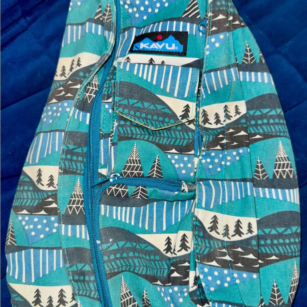KAVU Blue and Black Geometric Sling Bag